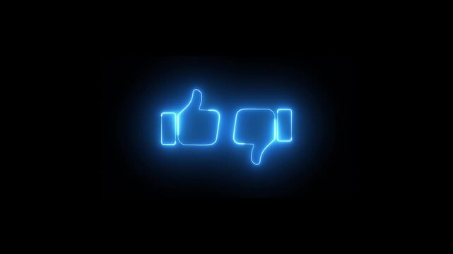 Like Dislike Icon.Glowing Thumb down, dislike neon sign. HD Video Motion.