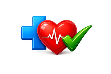 Heart pulse with check mark and medical cross