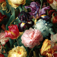 Vintage Painterly Floral Pattern
