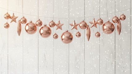Rose Gold Decorative Garland – Festive Ornament String Stock Photo

