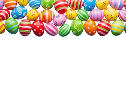 Colorful easter eggs border on transparent background with various patterns - Powered by Adobe