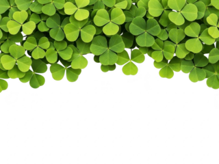 Green shamrock leaves border isolated on transparent background for st patricks day designs