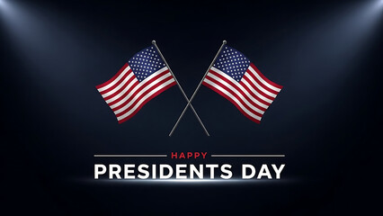 Celebrate Presidents Day with American flags on dark background