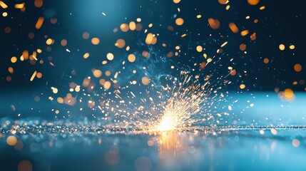 Spark Sparks flying from robotic welding in an advanced manufacturing facility.