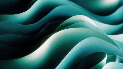 vibrant teal green fluid waves in modern design colorful layered shapes creating a smooth and creative flow texture for a dynamic panorama background