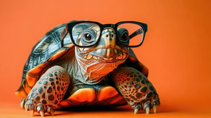 A whimsical toy turtle with eyeglasses, adding a touch of humor and cuteness.