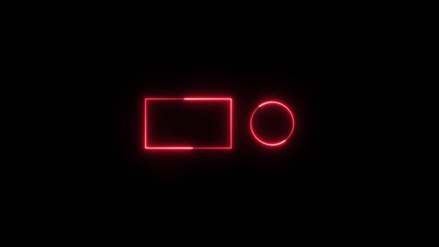 Neon rectangular frame animation, abstract bright neon rectangular border frame glowing.