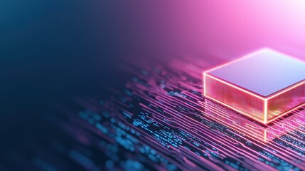 Program Programming code with glowing neon elements in a futuristic digital setting.