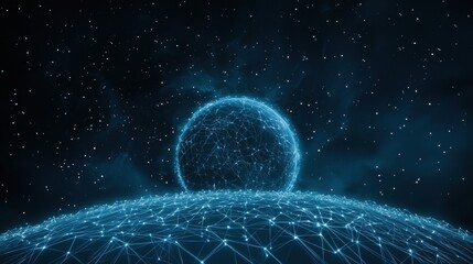 Globe Networked planet with luminous data streams connecting different continents.