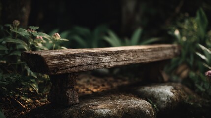 Fototapeta premium rustic wooden sign at a serene meditation retreat