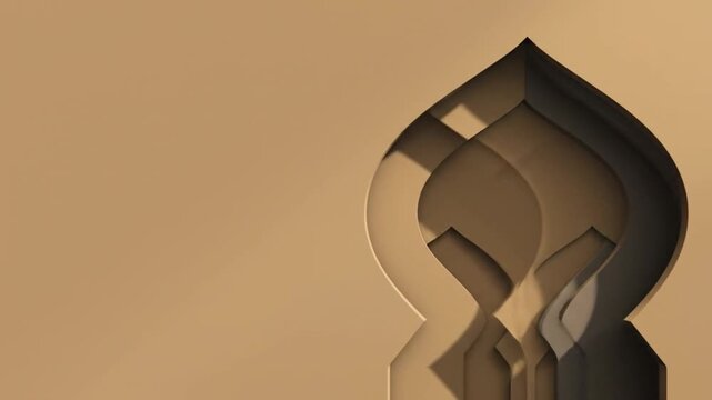  abstract sculpture rotates slowly on beige background with rotation and art and modern and minimalist and design ramdan mubarakha