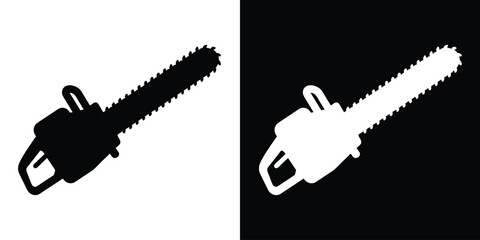 Chainsaw silhouette vector, Electric chainsaw icon, power tool, cutting equipment