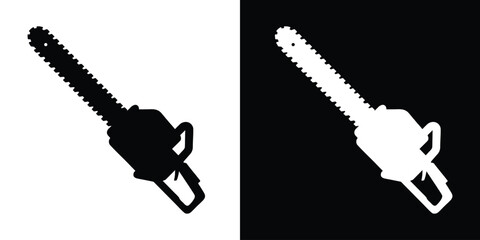 Chainsaw silhouette vector, Electric chainsaw icon, power tool, cutting equipment