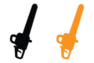 Chainsaw silhouette vector, Electric chainsaw icon, power tool, cutting equipment
