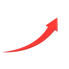 Red curved arrow icon isolated on transparent background
