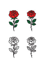 Rose Flower Illustration Set