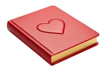 Red book with heart design isolated on transparent background