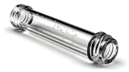 Empty clear glass test tube for science research experiments medical analysis isolated on white background