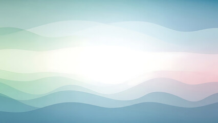 Fototapeta premium Soft flowing waves of pastel blue green and pink light abstract background