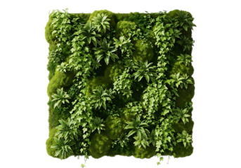 Vertical garden with lush green plants