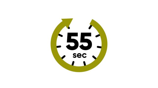 Countdown timer with 50 seconds remaining circular progress bar with arrow