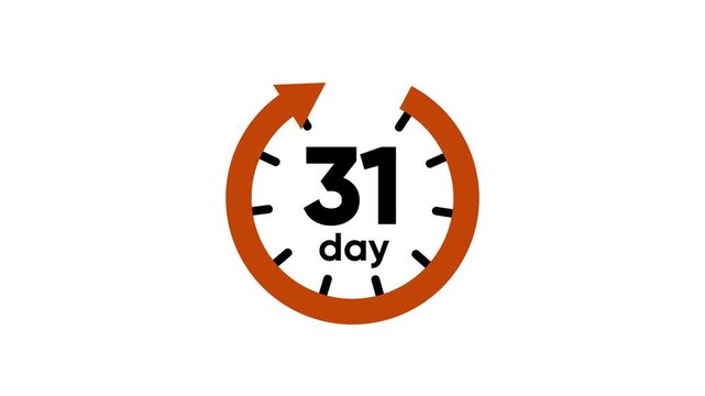 31 Day Countdown Timer Clock with Circular Arrow clock circular arrow date