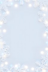 Snowflake Frame: A delicate frame of snowflake embellishments dances around a soft, inviting backdrop, creating a festive atmosphere and winter wonderland feel. 