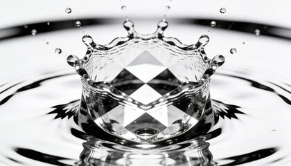 Water Splash Crown Shape with Geometric Reflection
