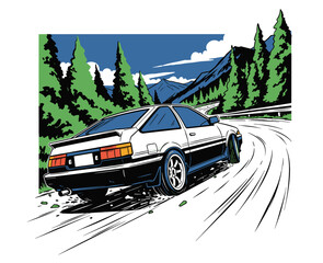 Build for speed. Car print design for t shirt print, poster, sticker, background. Legend race. Road speed graphic print. Extreme racing. © Tri