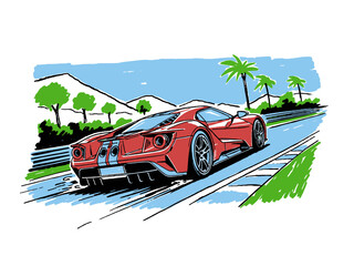 Obraz premium Build for speed. Car print design for t shirt print, poster, sticker, background. Legend race. Road speed graphic print.