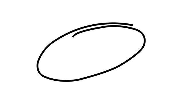 Hand-drawn red circle highlight animation isolated transparent background in 4k alpha channel. Suitable for marking text, object, people and key points in motion animation 4k video...