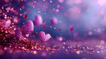 Valentines day background with transparent hearts.	
