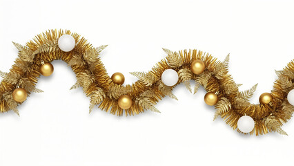 Gold Tinsel Garland Wave – Sparkling Holiday Decoration Stock Photo

