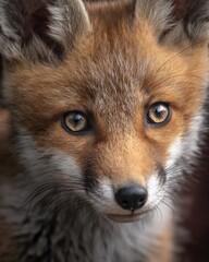 baby fox calm close-up, wildlife protection message
