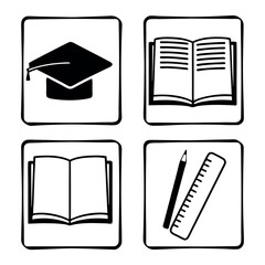 School collection icon elements. 