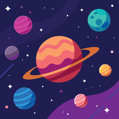 vector illustration of the moon and stars, space. 