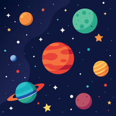 vector illustration of the moon and stars, space. 
