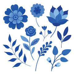 Watercolor-blue-floral-arrangement-collection. 