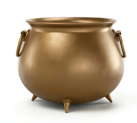 pot with gold coins. cast iron cauldron isolated. Witch cauldron isolated on white - 3d illustration 