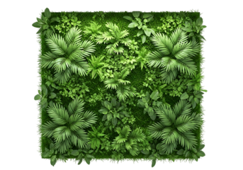 Lush green vertical garden panel