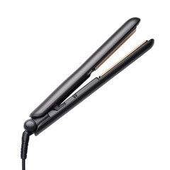 Professional salon hair straightener with matte finish. Isolated white background. Png format