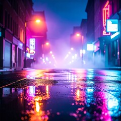 Neon Street Reflection