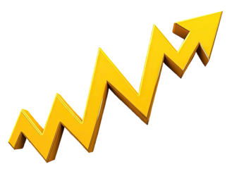 Golden jagged arrow pointing upward at an angle