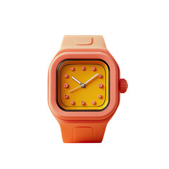 Orange watch square face, yellow dial, tiny dots