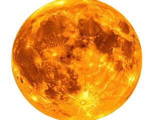 Orange orb with mottled surface, cosmic glow