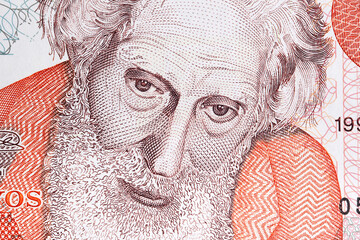 Obraz premium Joaquin Torres Garcia a closeup portrait from Uruguayan money