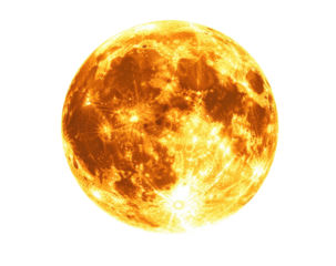 Gold hued full moon with textured surface on black