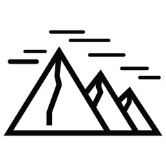 Simple line drawing of mountains with clouds