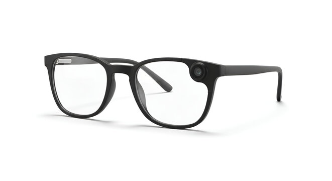 Modern Sleek Smart Glasses with Camera Black Stroke Vector
