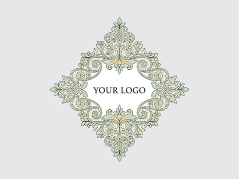 Ornate Diamond Shape Logo Template Design.